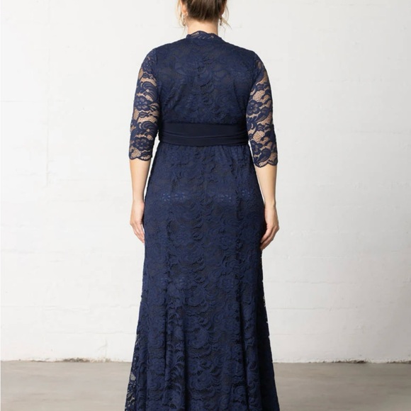 Kiyonna Navy Blue Screen Siren Lace Evening Gown - Picture 10 of 14